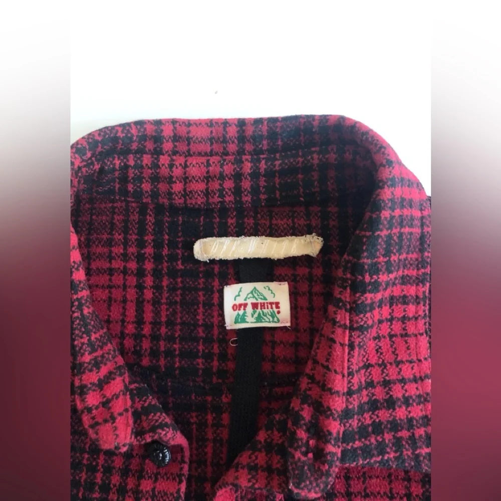 Off-White Heavy Wool Flannel Shirt Jacket Size: M